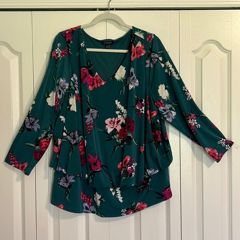 Lane Bryant Floral ‘V’ Neck Blouse